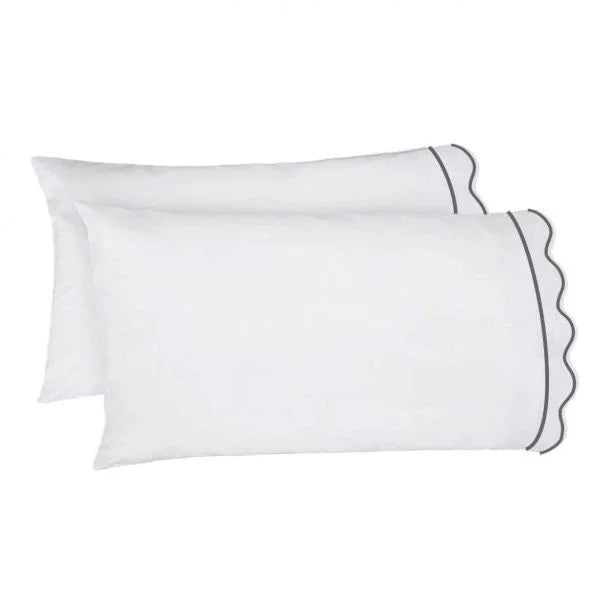 400TC Cotton Scallop Embroidery & Border Sateen Solid Sheet Set PushpLinen