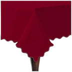 Scallop Embroidery Sateen Cotton Solid Table Cloth - Burgundy PushpLinen