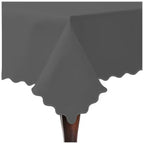 Scallop Embroidery Sateen Cotton Solid Table Cloth - Dark Grey PushpLinen