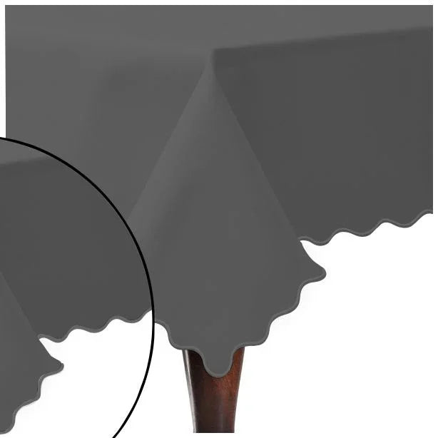 Scallop Embroidery Sateen Cotton Solid Table Cloth - Dark Grey PushpLinen