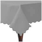 Scallop Embroidery Sateen Cotton Solid Table Cloth - Light Grey PushpLinen