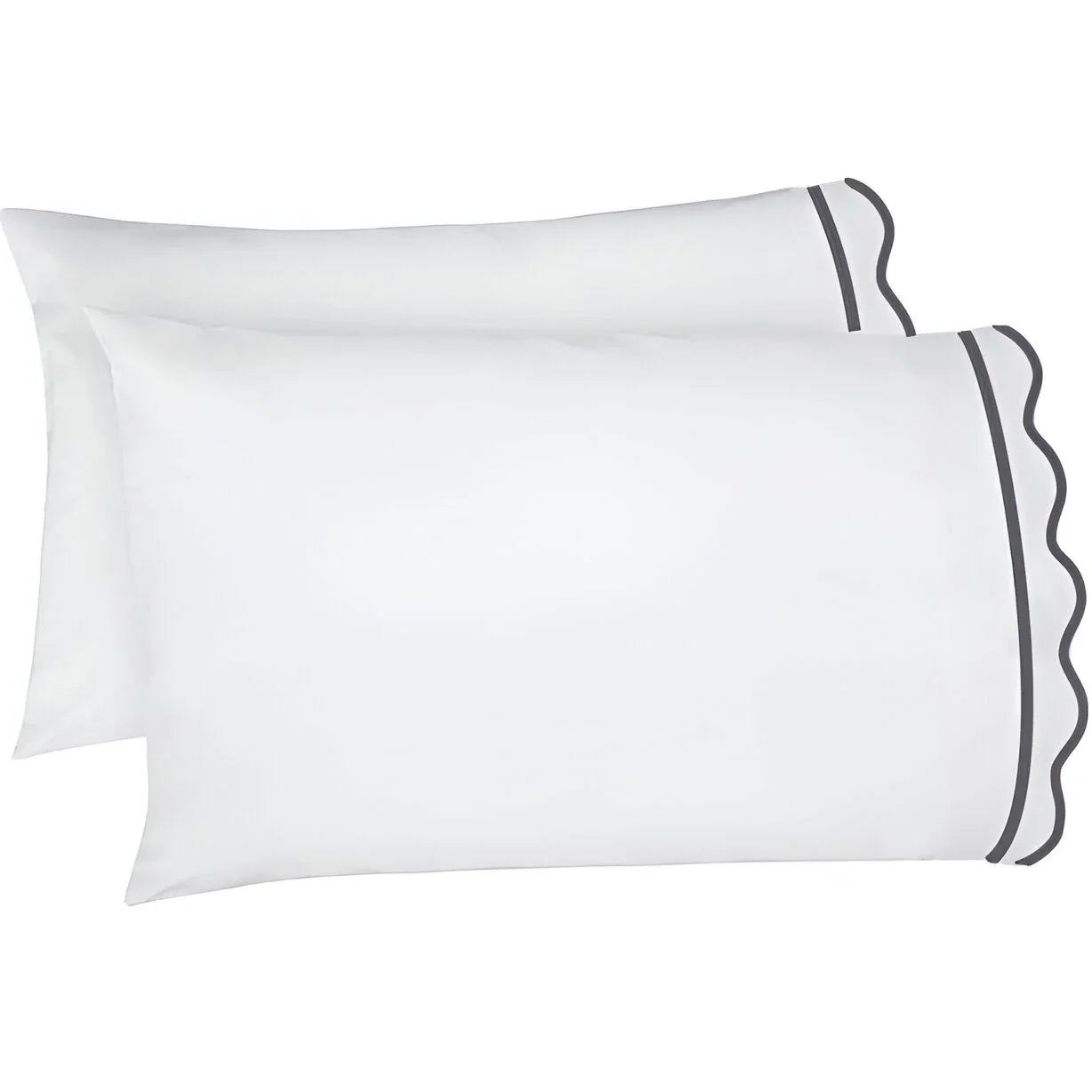 400TC Cotton Scallop Embroidery & Border Sateen Solid Pillowcases (Set Of 2) PushpLinen