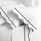 400TC Cotton Scallop Embroidery & Border Sateen Solid Pillowcases (Set Of 2) PushpLinen