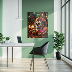 Day of the Dead Skull Glass Wall Art – UV Printed Floral Calavera Decor-KAFCD062 Peony Atelier