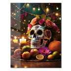Day of the Dead Skull Glass Wall Art – UV Printed Floral Calavera Decor-KAFCD062 Peony Atelier