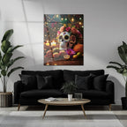 Day of the Dead Skull Glass Wall Art – UV Printed Floral Calavera Decor-KAFCD062 Peony Atelier