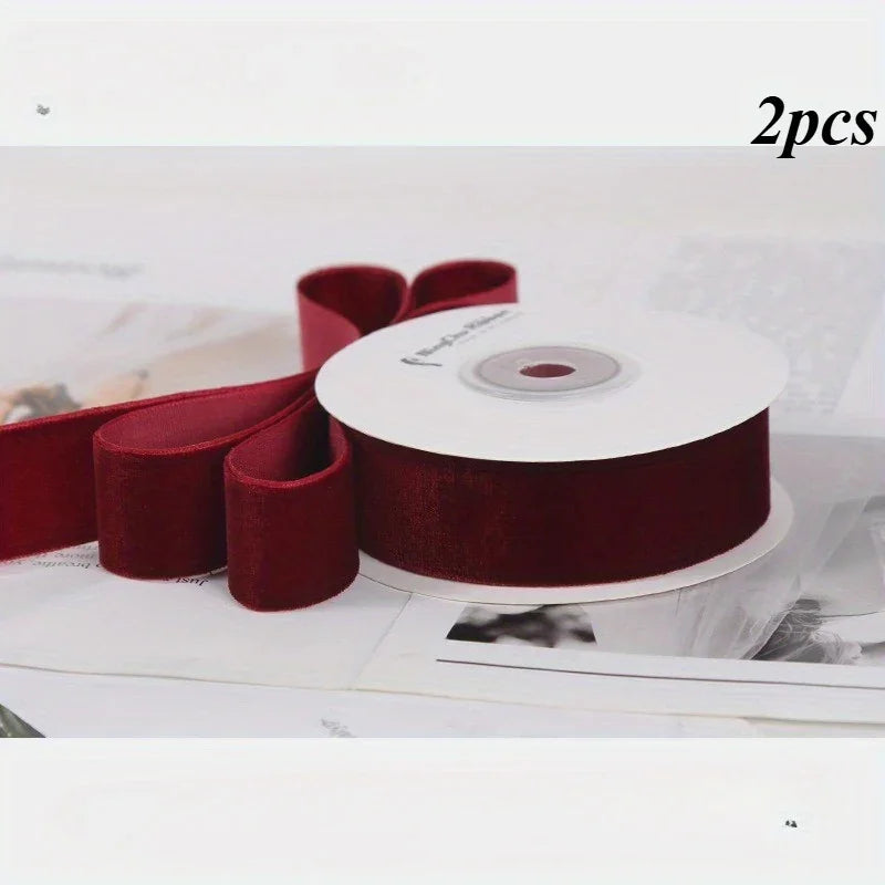 2 Rolls of Velvet Ribbon, Each Roll Size: 4.48 meter *Length 4.48 meter, Suitable for Halloween, Christmas, Birthday Parties, Weddings, Gift Flower Wrapping Bows Handmade Christmas Decoration Costume Sewing Accessories. House Of Avana