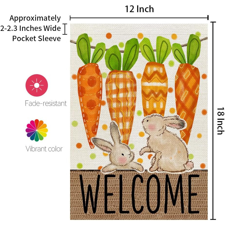 Garden Flag - Decorative Easter Bunny Polyester 12x18