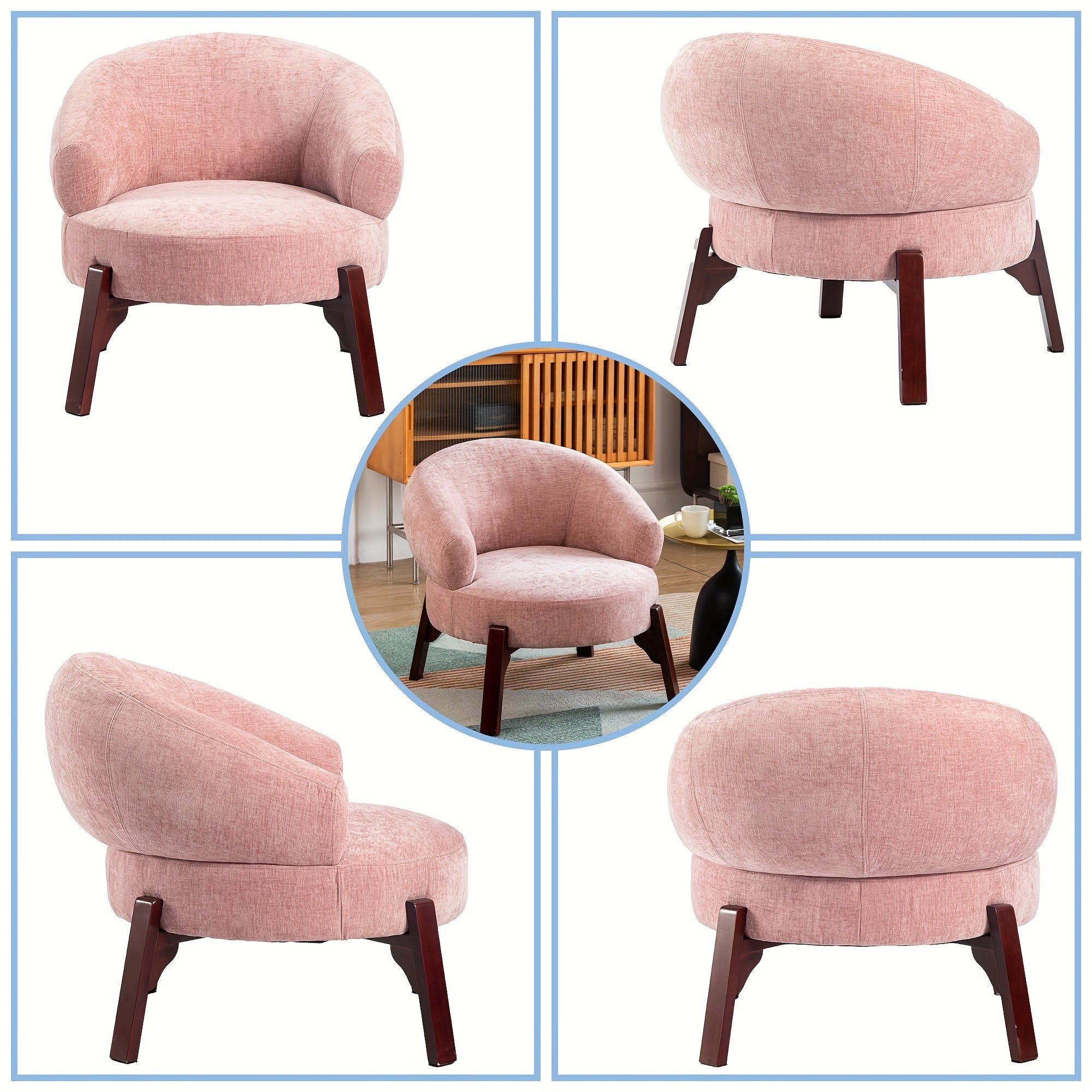 DYHOME 1pc Mid-Century Retro Modern Upholstered Lounge Chair Fabric Accent Chair Sturdy Wooden Frame Armchair, Living Room Bedroom Decoration House Of Avana