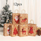12 Pack Christmas Gift Bags with Santa, Reindeer, Snowman & Tree Designs - Paper Holiday Shopping Bags with Twine Handles for Parties, Gifts, Decorations, Gift Bags Christmas, Seasonal Decorations, Festive Party Favors, Festi House Of Avana