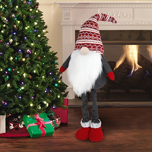 D-FantiX Extra Large 40" Standing Christmas Gnome - Scandinavian Tomte/Nisse Decoration with Retractable Spring Legs, Heavy-Duty Weighted Base, Red & Gray Nordic Colors - Indoor/Outdoor Holiday Decor for Home, Garden, or Gift House Of Avana