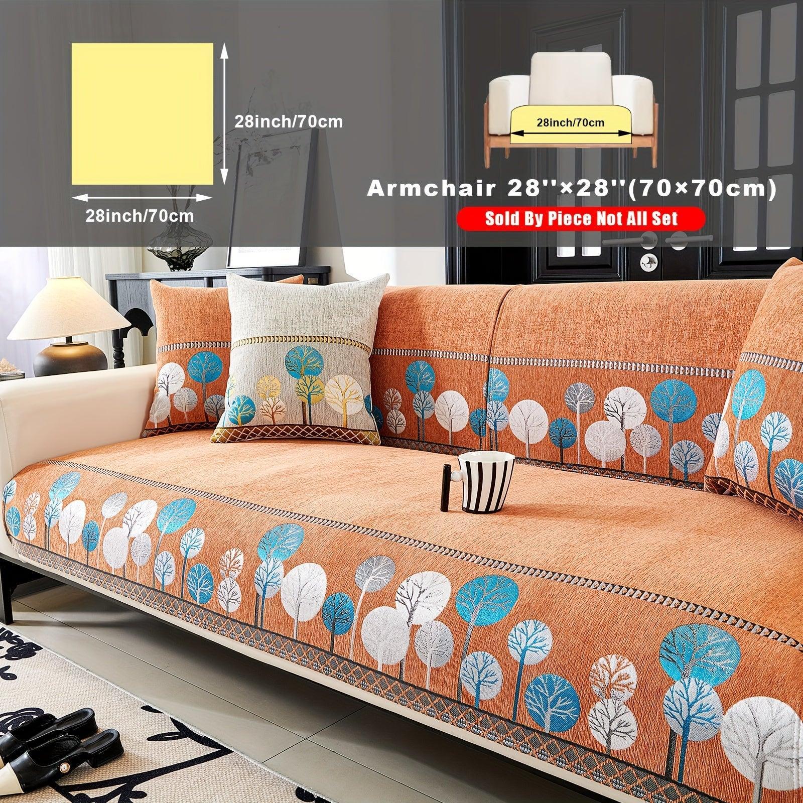 Pet Proof Couch Cover - Boho Chenille Sofa Cover with Tree Embroidery topspet