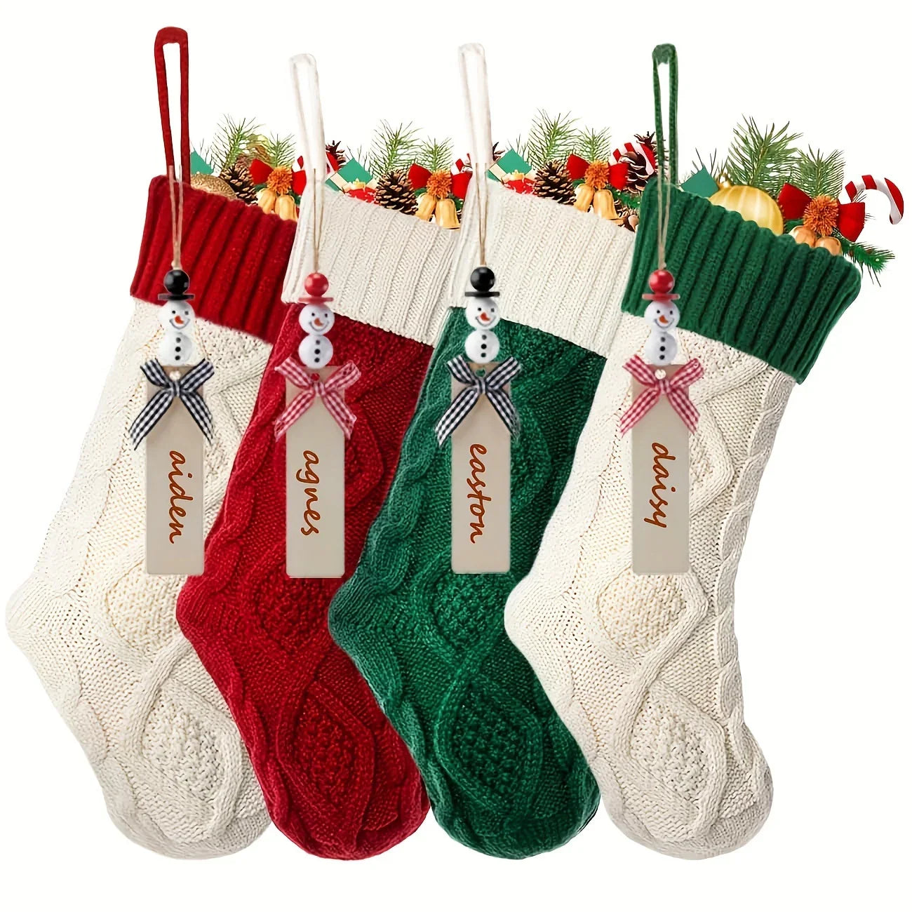 4-pack Rustic Country Style Christmas Stockings, 45.72cm Acrylic Polyester 100% Holiday Socks with Tags,... - House Of Avana