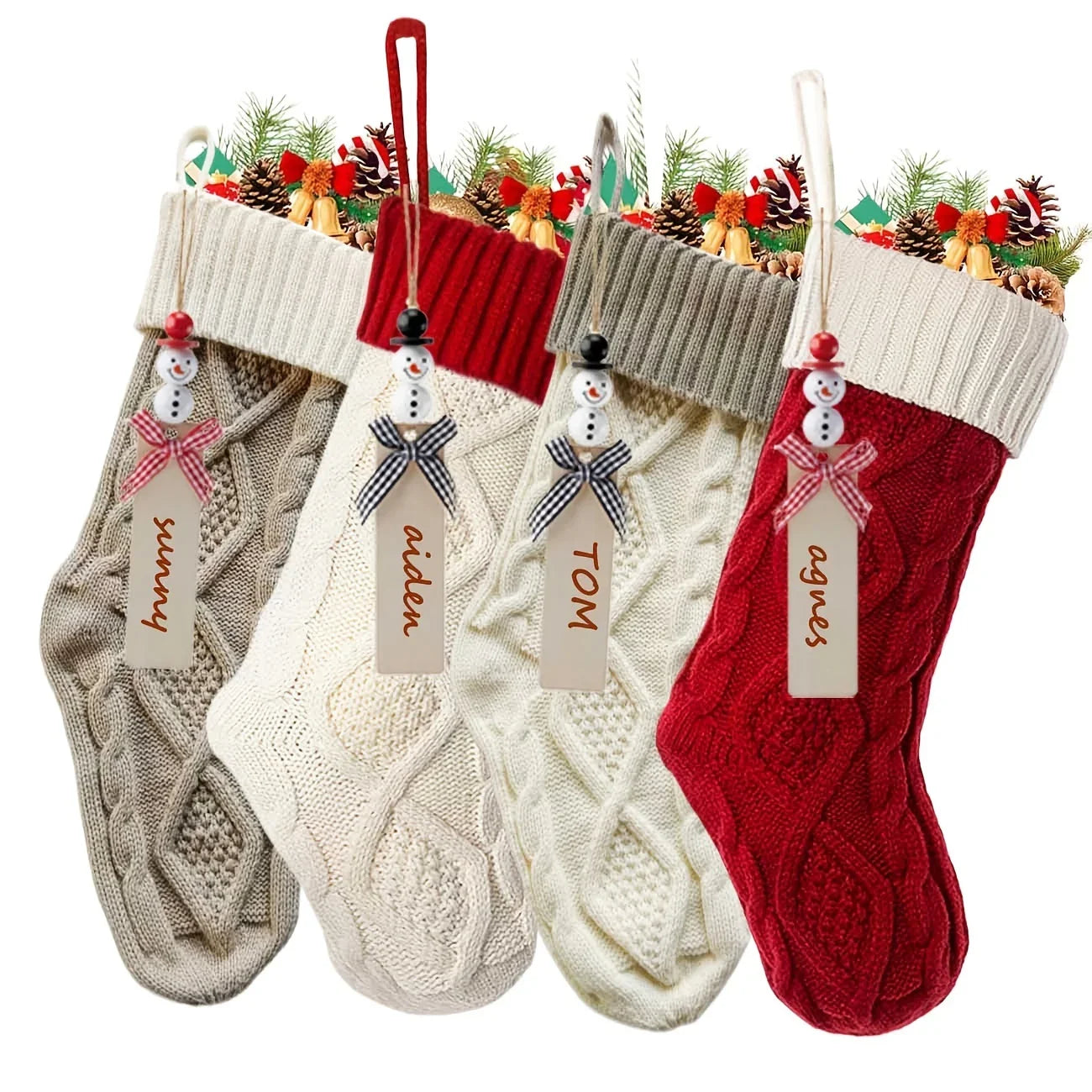 4-pack Rustic Country Style Christmas Stockings, 45.72cm Acrylic Polyester 100% Holiday Socks with Tags,... - House Of Avana