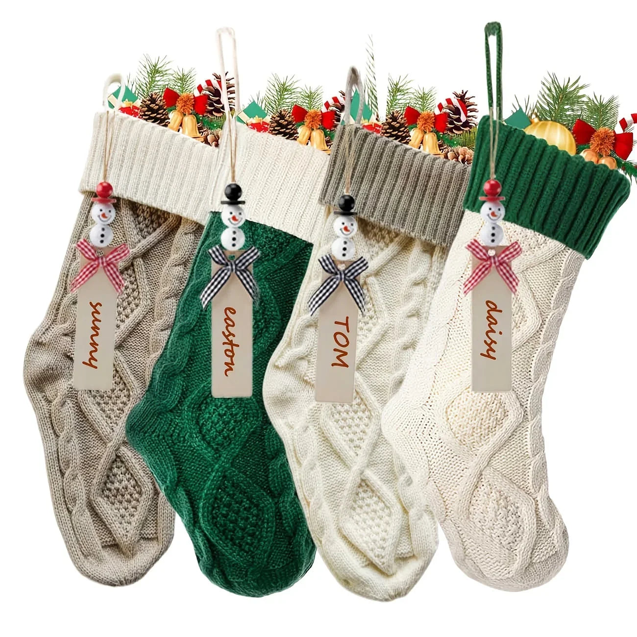 4-pack Rustic Country Style Christmas Stockings, 45.72cm Acrylic Polyester 100% Holiday Socks with Tags,... - House Of Avana