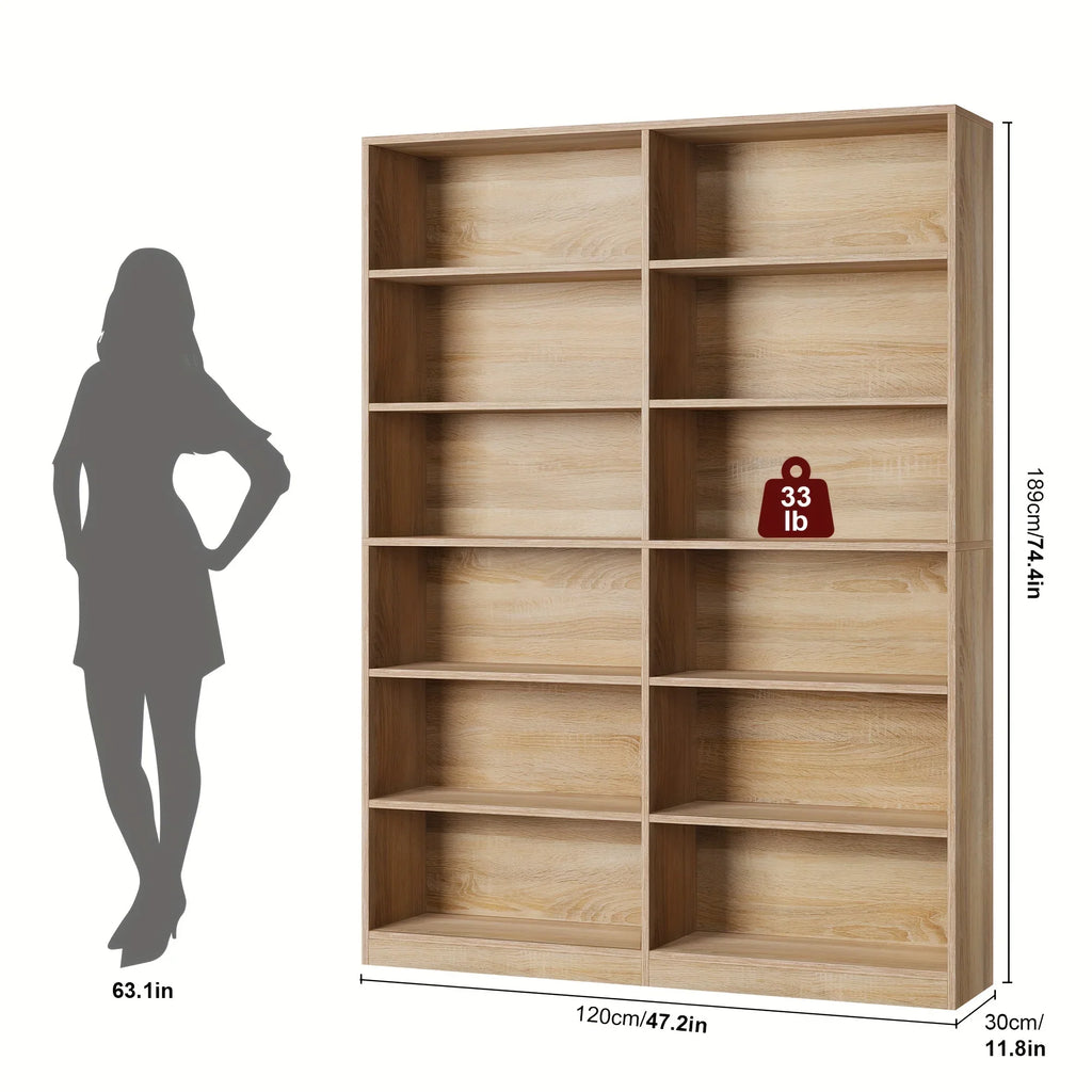 Fultru Bookshelf and Bookcase, 6-tier Wide Bookshelves, Freestanding Display Storage Shelves, Tall... - House Of Avana