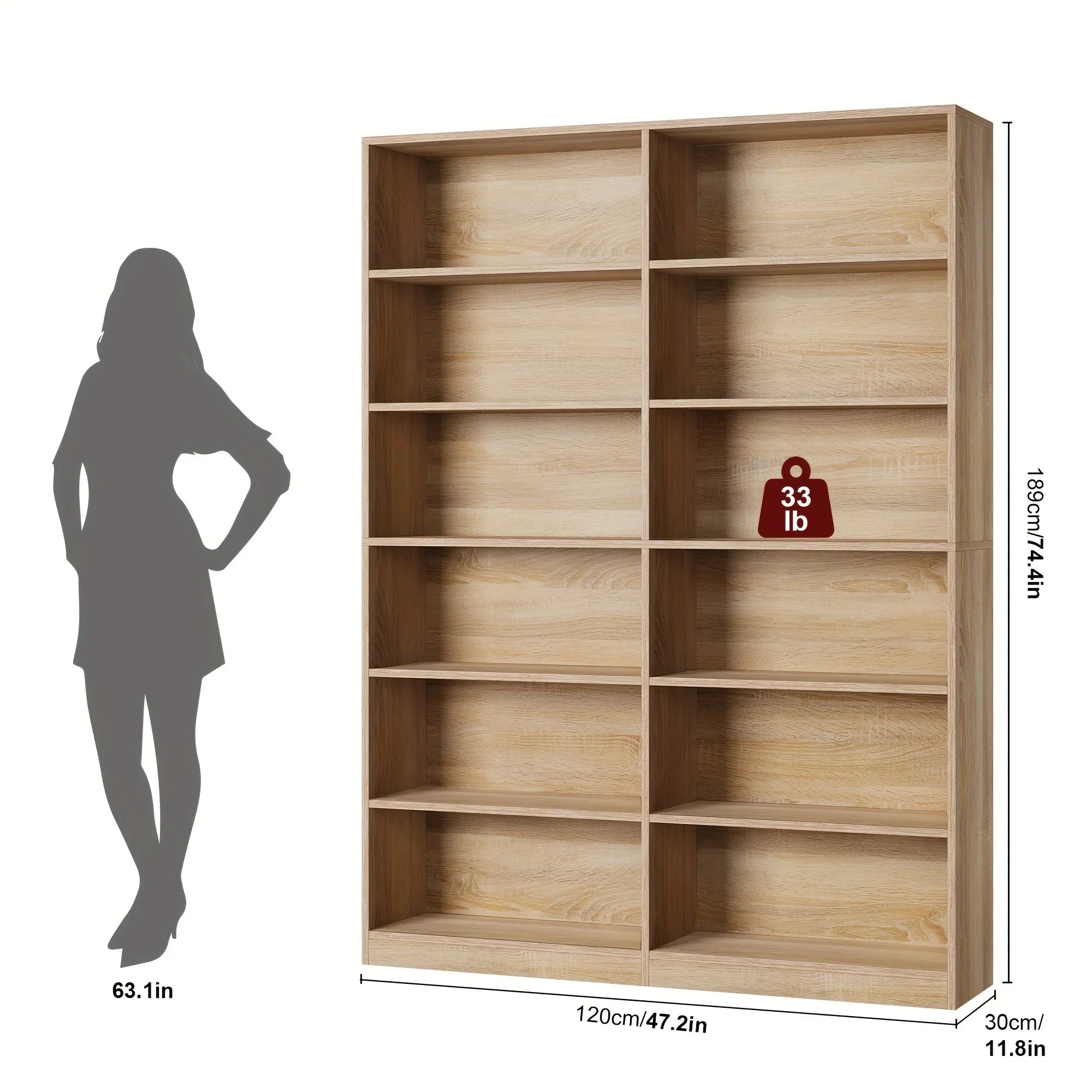 Fultru Bookshelf and Bookcase, 6-tier Wide Bookshelves, Freestanding Display Storage Shelves, Tall... - House Of Avana