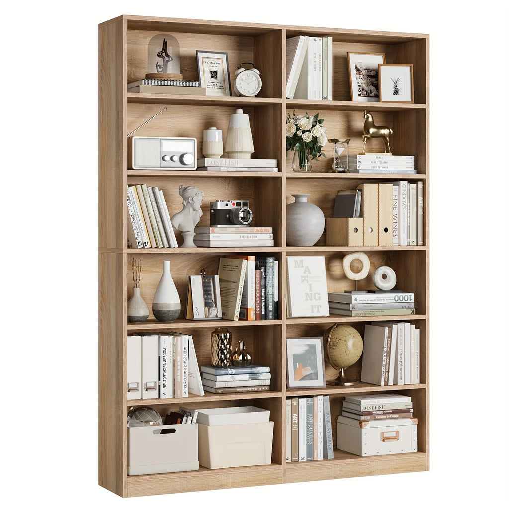 Fultru Bookshelf and Bookcase, 6-tier Wide Bookshelves, Freestanding Display Storage Shelves, Tall... - House Of Avana