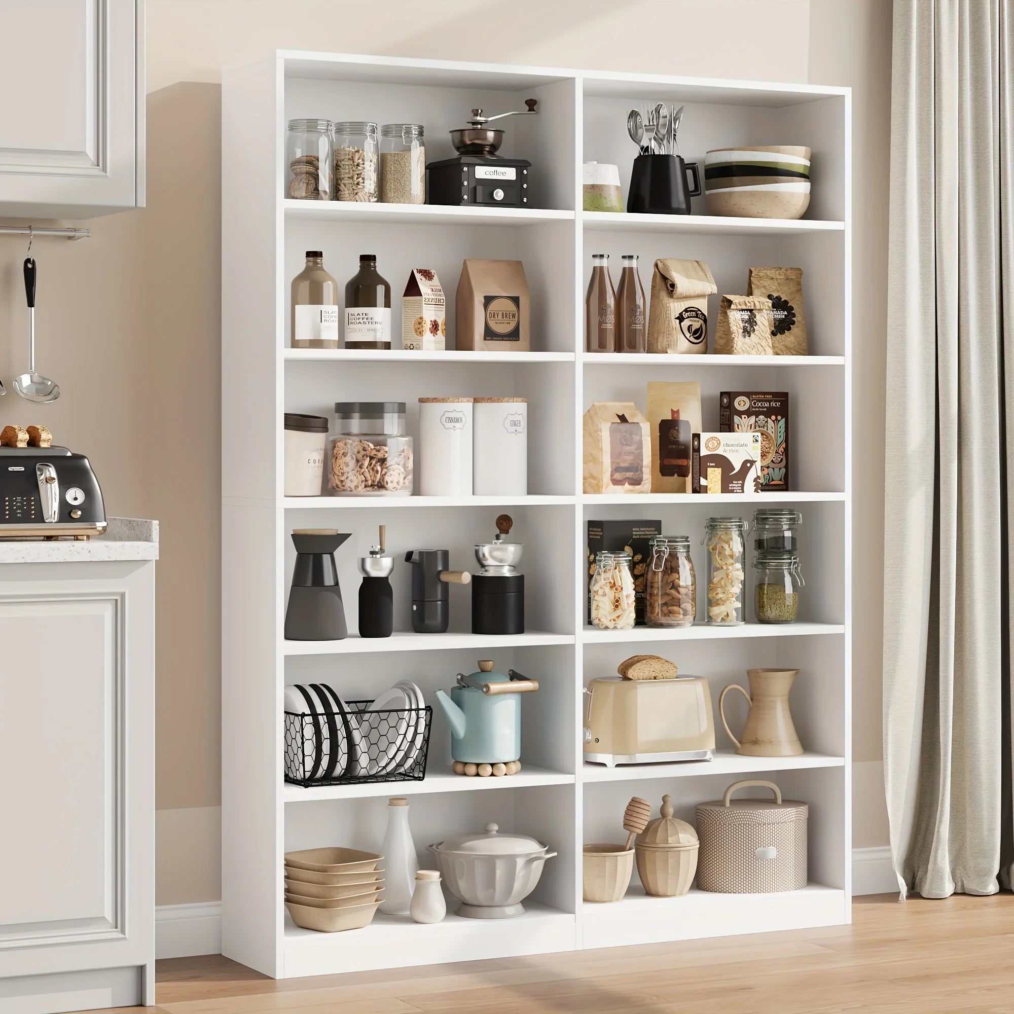 Fultru Bookshelf and Bookcase, 6-tier Wide Bookshelves, Freestanding Display Storage Shelves, Tall... - House Of Avana