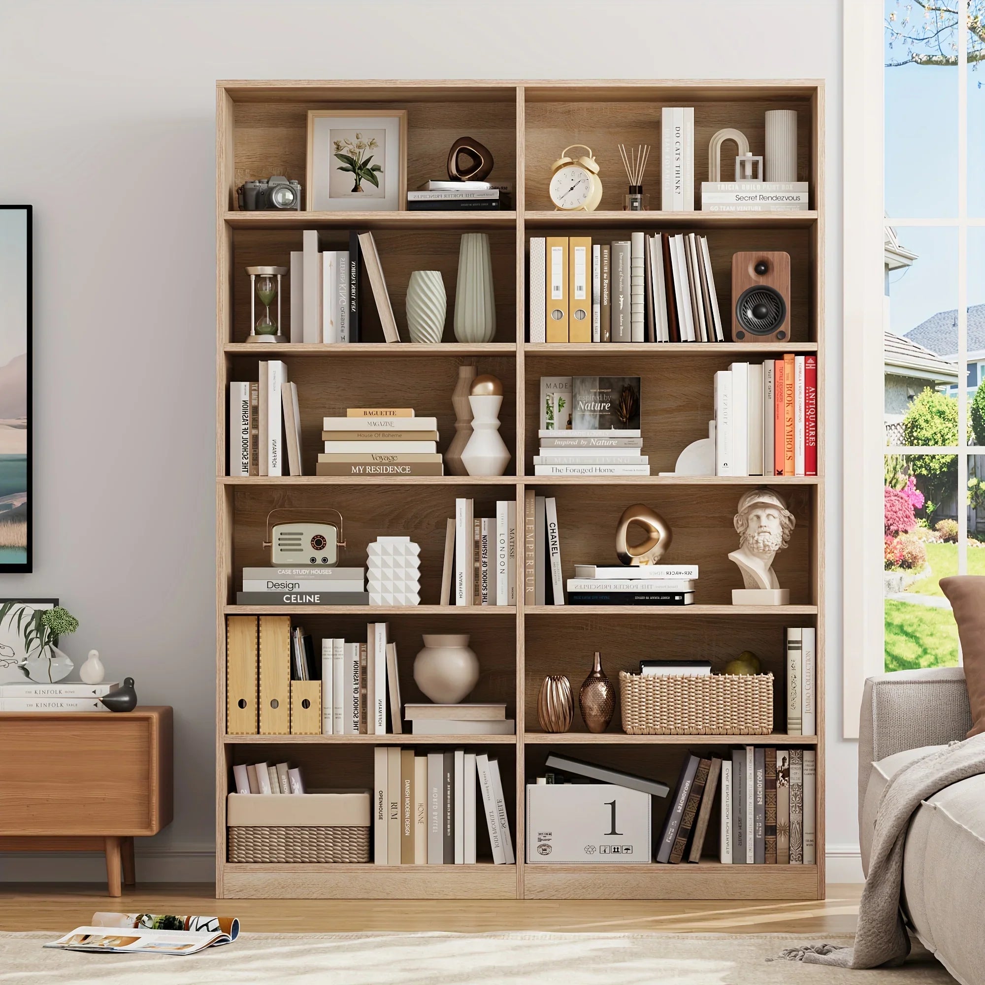 Fultru Bookshelf and Bookcase, 6-tier Wide Bookshelves, Freestanding Display Storage Shelves, Tall... - House Of Avana