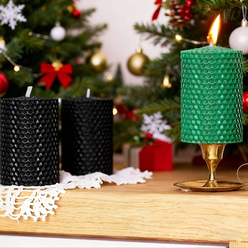 Beeswax Gifts - Beeswax Candles Set of Colorful Pillar Candles (size 10x5cm), Honey Scented, Smokeless... - House Of Avana