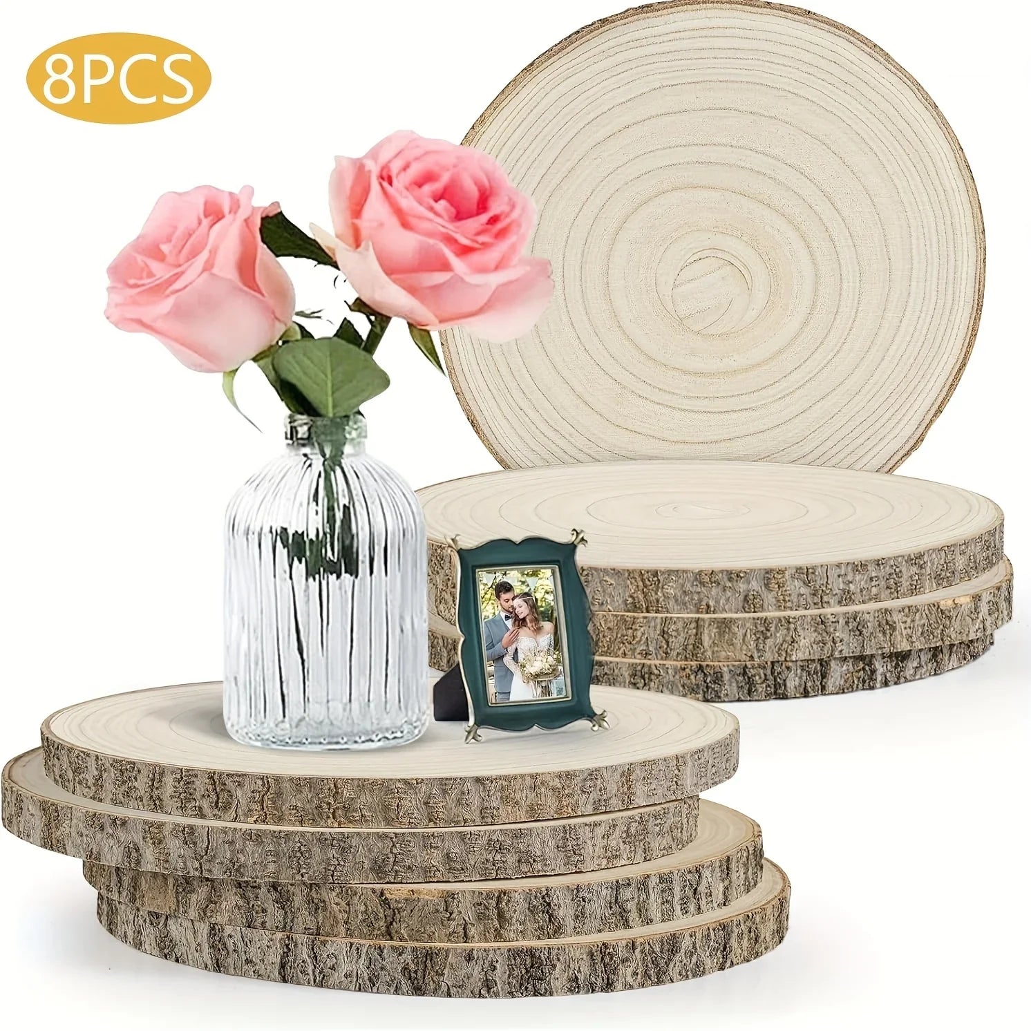 6/8/10 Pack 9-10 Inch Large Wood Slices for Centerpieces Natural Unfinished Wooden Chips for Wedding... - House Of Avana
