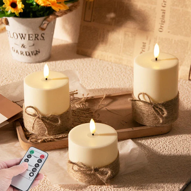 S Remote Control Rope Led Flameless Candles, Retro Style for Bedroom Decor and Bathroom Accessories,... - House Of Avana