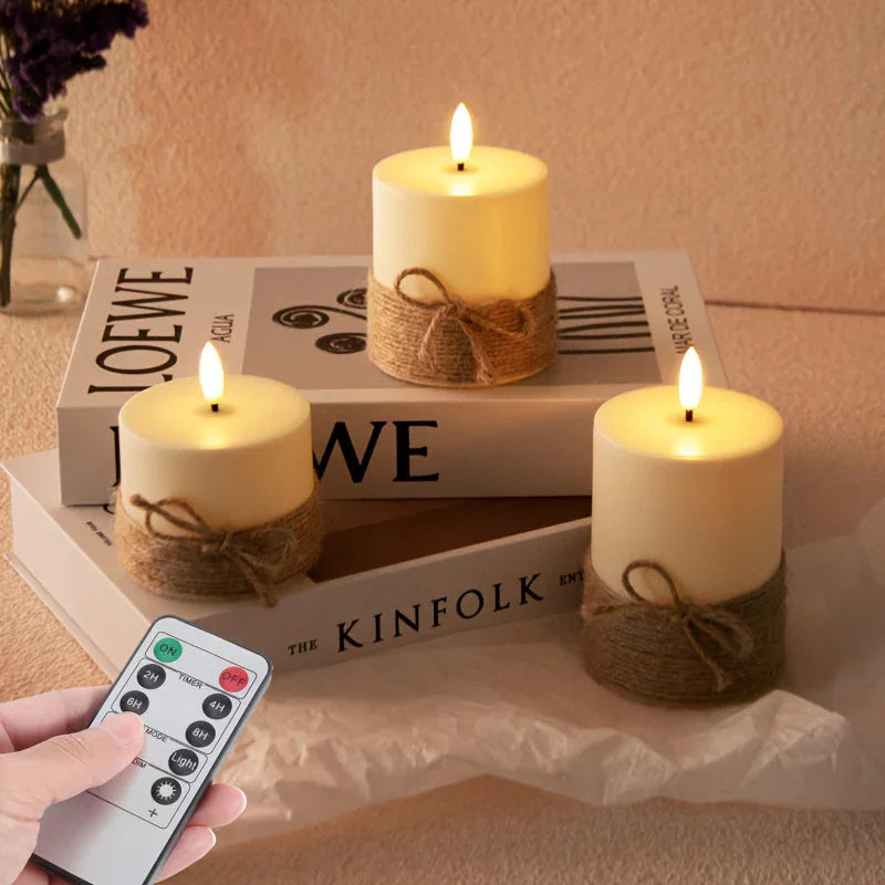 S Remote Control Rope Led Flameless Candles, Retro Style for Bedroom Decor and Bathroom Accessories,... - House Of Avana