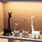 S/set, Ceramic Giraffe Figurines, Decorative Animal Sculptures, Contemporary Home Decor, Glossy Finish... - House Of Avana