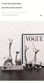 S/set, Ceramic Giraffe Figurines, Decorative Animal Sculptures, Contemporary Home Decor, Glossy Finish... - House Of Avana