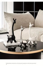 S/set, Ceramic Giraffe Figurines, Decorative Animal Sculptures, Contemporary Home Decor, Glossy Finish... - House Of Avana