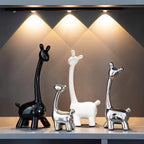 S/set, Ceramic Giraffe Figurines, Decorative Animal Sculptures, Contemporary Home Decor, Glossy Finish... - House Of Avana