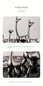 S/set, Ceramic Giraffe Figurines, Decorative Animal Sculptures, Contemporary Home Decor, Glossy Finish... - House Of Avana