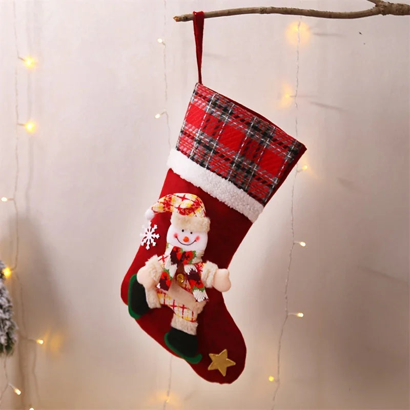 Boho Cotton Christmas Stockings Set of 4, Festive Xmas Hanging Sock Decorations Featuring Santa,... - House Of Avana