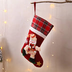 Boho Cotton Christmas Stockings Set of 4, Festive Xmas Hanging Sock Decorations Featuring Santa,... - House Of Avana