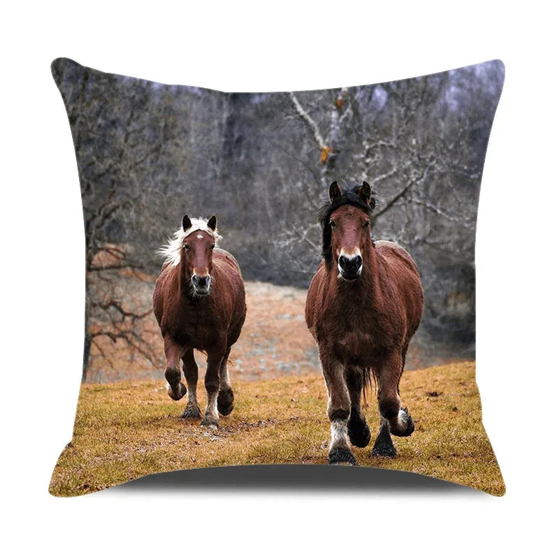 Home Decor Bedroom Pillowcase Horse Print Farmhouse Animal Cushion Cover Pillow, alternate view - House Of Avana
