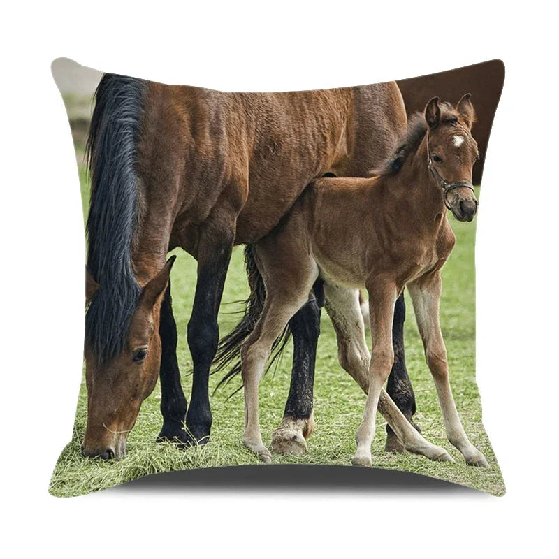 Home Decor Bedroom Pillowcase Horse Print Farmhouse Animal Cushion Cover Pillow, alternate view - House Of Avana