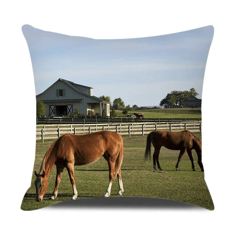 Home Decor Bedroom Pillowcase Horse Print Farmhouse Animal Cushion Cover Pillow, alternate view - House Of Avana