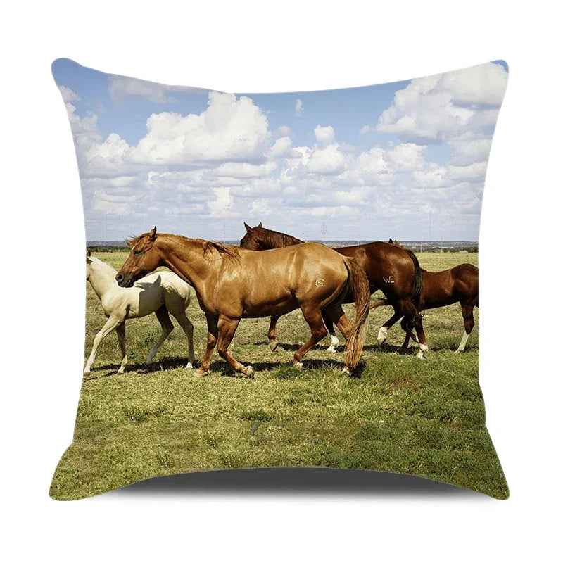 Home Decor Bedroom Pillowcase Horse Print Farmhouse Animal Cushion Cover Pillow, alternate view - House Of Avana