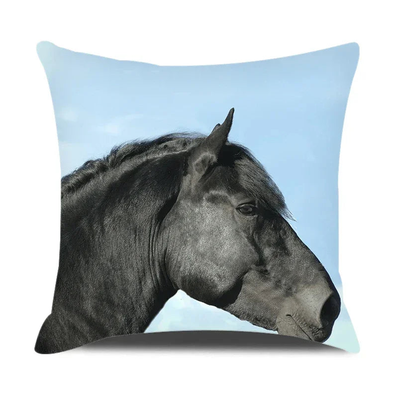 Home Decor Bedroom Pillowcase Horse Print Farmhouse Animal Cushion Cover Pillow, angled view - House Of Avana