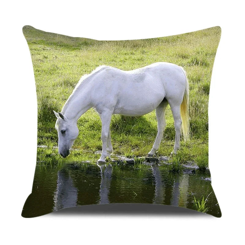 Home Decor Bedroom Pillowcase Horse Print Farmhouse Animal Cushion Cover Pillow, back view - House Of Avana