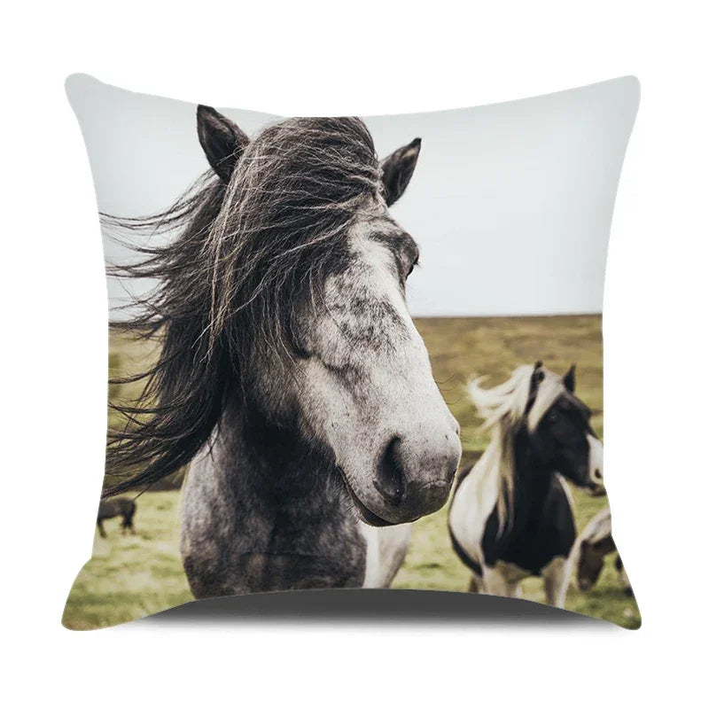 Home Decor Bedroom Pillowcase Horse Print Farmhouse Animal Cushion Cover Pillow, texture detail - House Of Avana