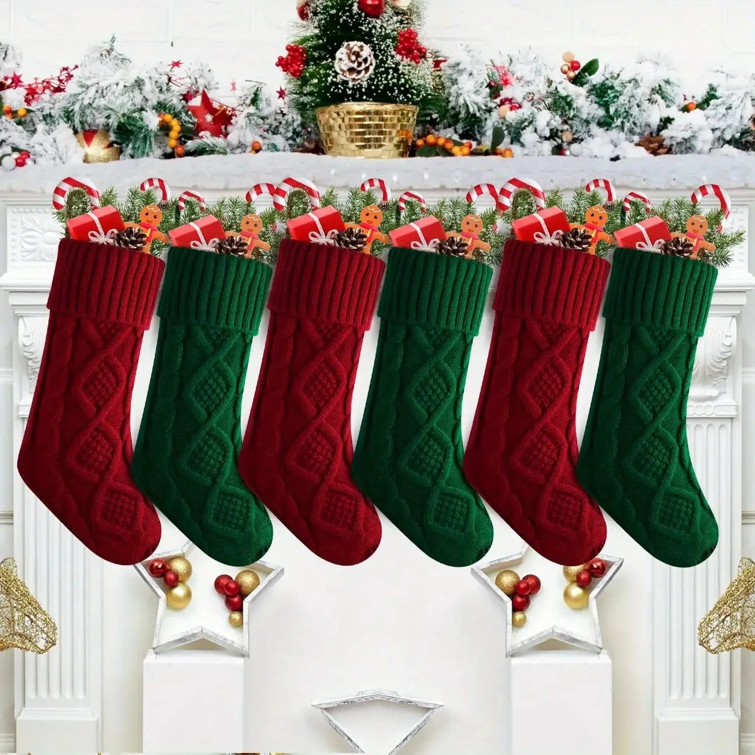 S Colorful Christmas Stockings, 18-inch Large Knit Socks Decor for Family Holiday and Xmas Party Gifts,... - House Of Avana