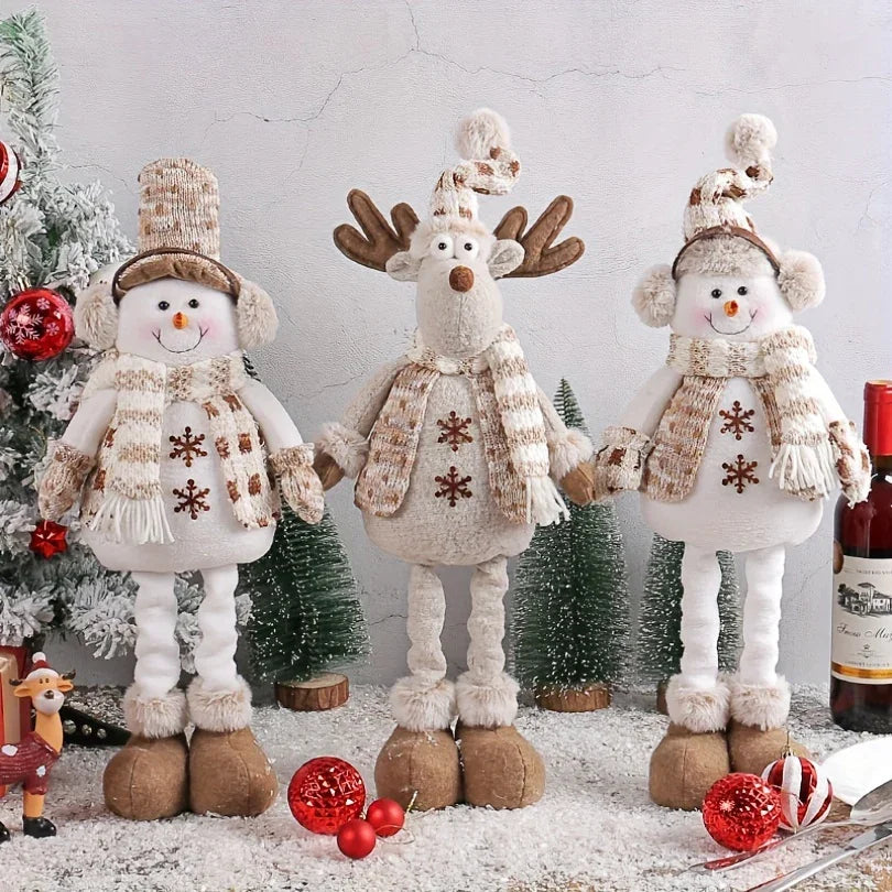 Or S Luge Christmas Snowman & Reindeer Figurines - Stretchable Winter Scene Decor with Expressive Eyes,... - House Of Avana