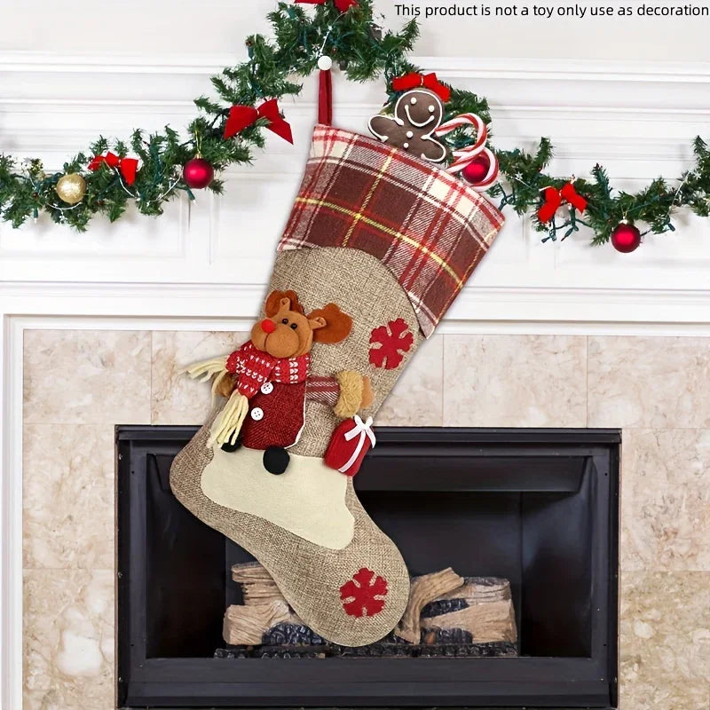 /s Classic Christmas Stocking Set, Polyester Hanging Holiday Decor with Santa, Snowman, Reindeer,... - House Of Avana