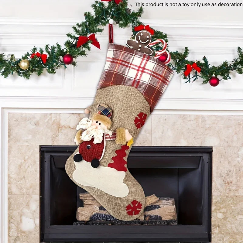 /s Classic Christmas Stocking Set, Polyester Hanging Holiday Decor with Santa, Snowman, Reindeer,... - House Of Avana
