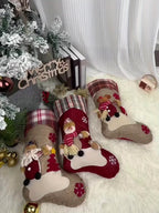 /s Classic Christmas Stocking Set, Polyester Hanging Holiday Decor with Santa, Snowman, Reindeer,... - House Of Avana