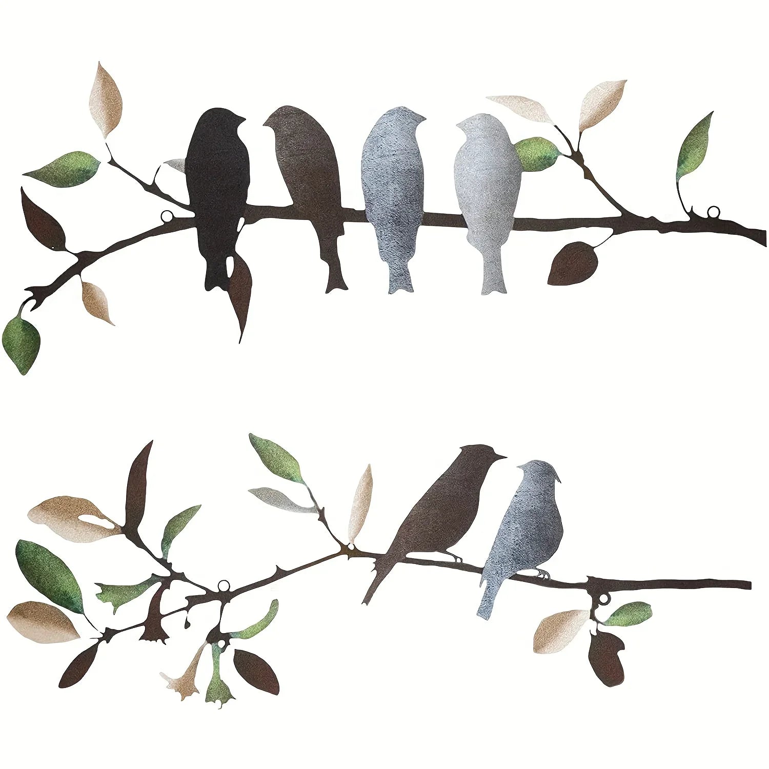 S Rustic Metal Birds on Branch Wall Decoration Kit - Detachable, Reusable, Pre-pasted Hanging Wall Art... - House Of Avana