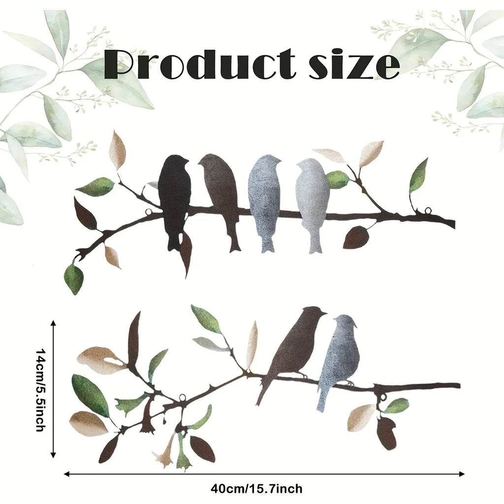 S Rustic Metal Birds on Branch Wall Decoration Kit - Detachable, Reusable, Pre-pasted Hanging Wall Art... - House Of Avana