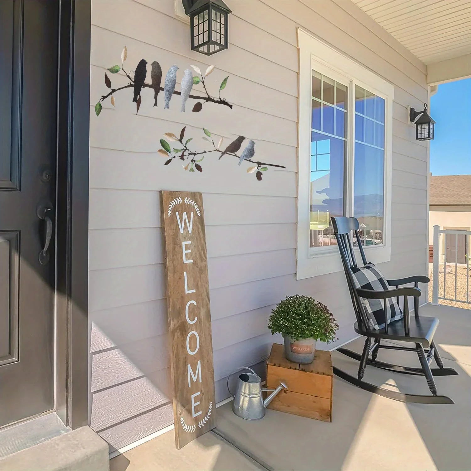 S Rustic Metal Birds on Branch Wall Decoration Kit - Detachable, Reusable, Pre-pasted Hanging Wall Art... - House Of Avana